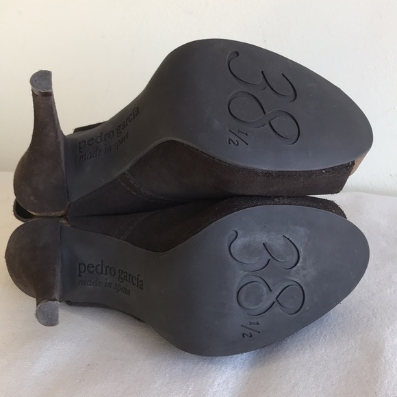 Pedro Garcia stilletto Heel sz 38.5 open toe back strap brown suede cork footbed - Picture 6 of 12